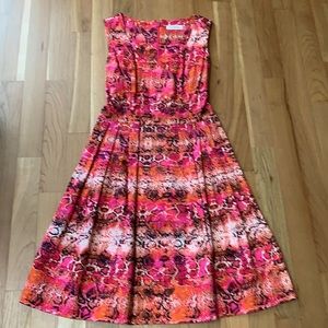 NWOT Calvin Klein Pink & Black Sleeveless Snakeskin Print Fit & Flare Dress